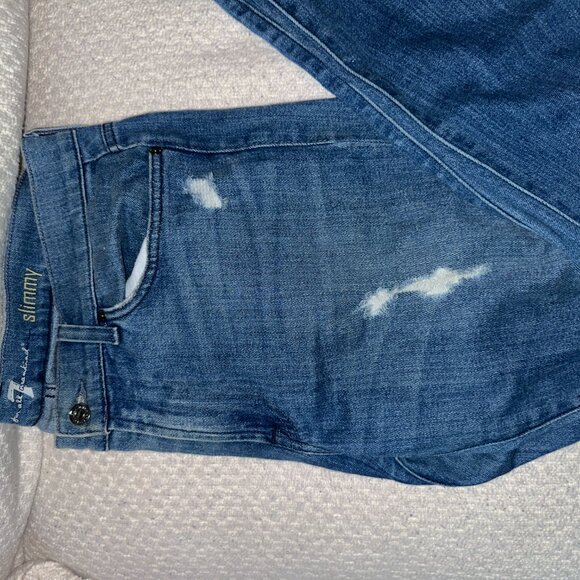 Mens' 7 (Seven) For Mankind Light Denim Slimmy Jeans - Tattered - 33/30 - Picture 2 of 13